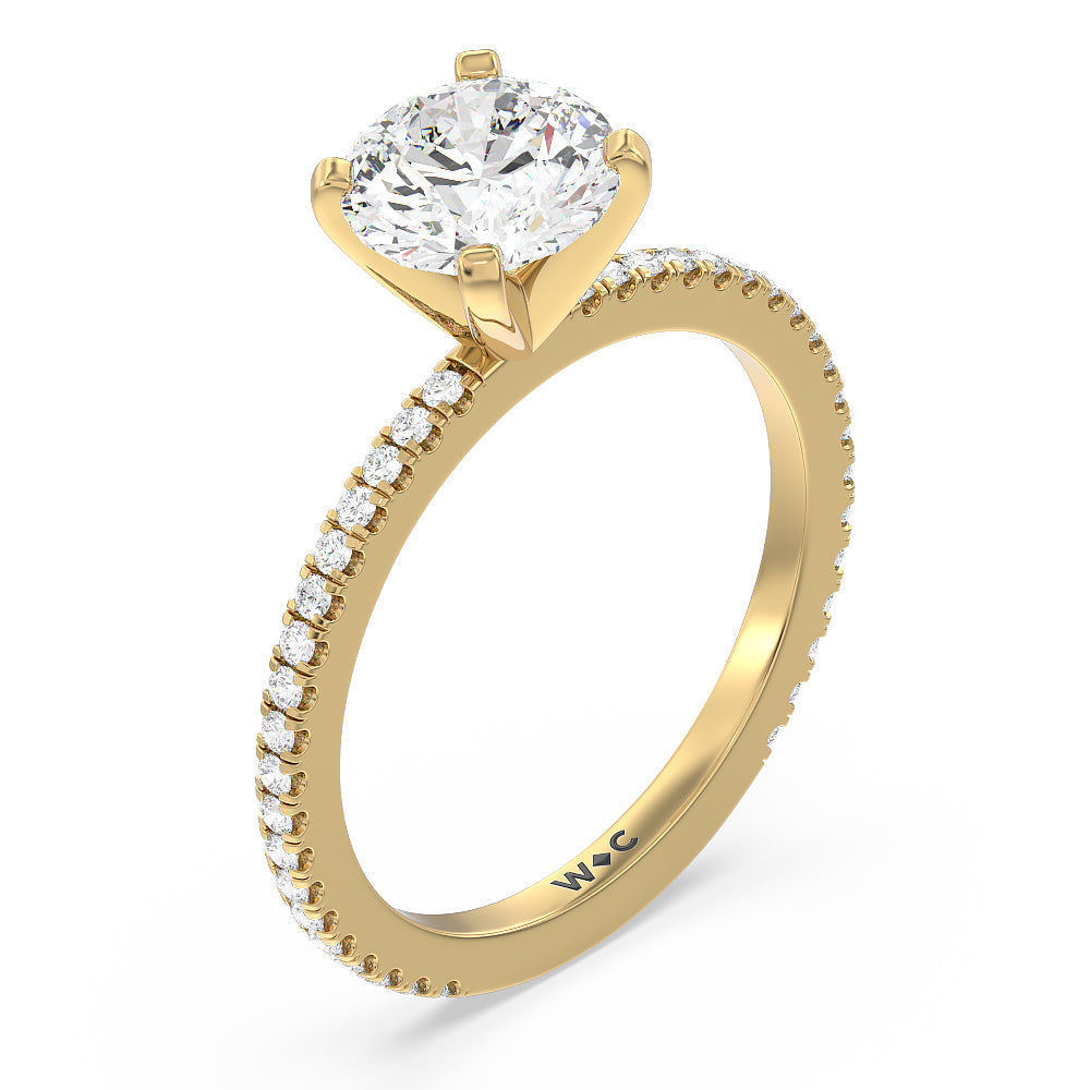Ara Fine Classic Pave Diamond Engagement Ring with Round Cut Diamond in 14KT Yellow Gold view 3
