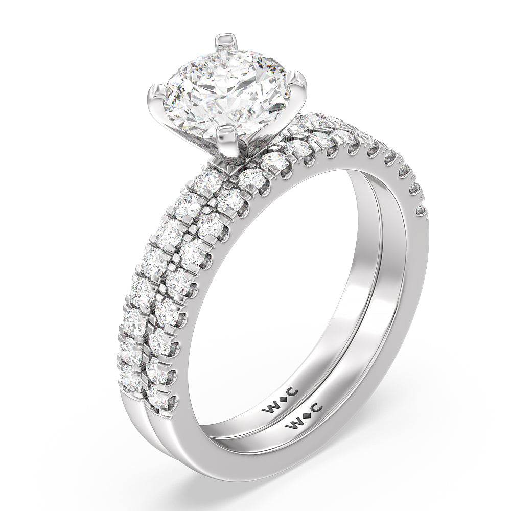 Vela Classic Pave Diamond Engagement Ring with Emerald Cut Diamond in 14KT Platinum view 4
