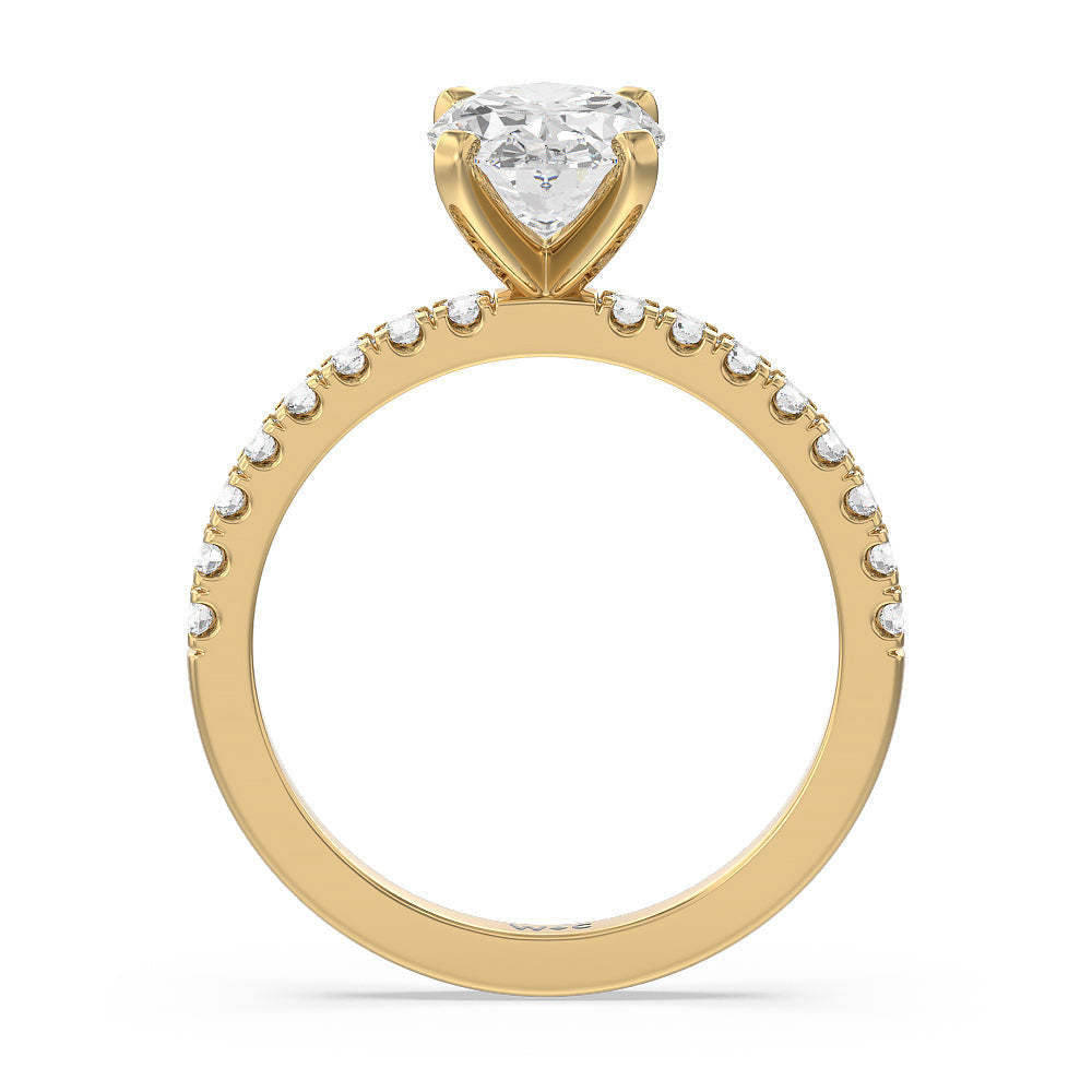 Vela Classic Pave Diamond Engagement Ring with Oval Cut Diamond in 14KT Yellow Gold view 2
