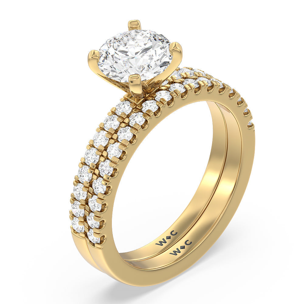 Vela Classic Pave Diamond Engagement Ring with Round Cut Diamond in 14KT Yellow Gold view 4
