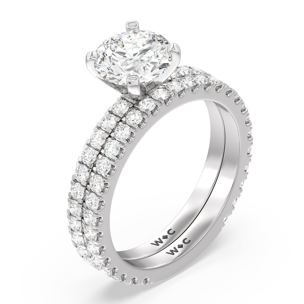 Ara Midi Classic Pave Diamond Engagement Ring with Pear Cut Diamond in 14KT Platinum view 4
