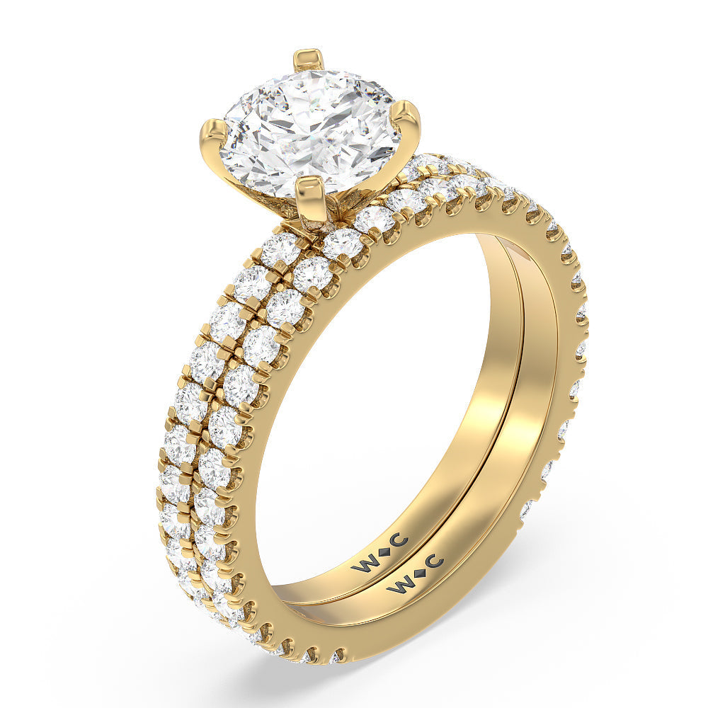 Ara Midi Classic Pave Diamond Engagement Ring with Princess Cut Diamond in 14KT Yellow Gold view 4
