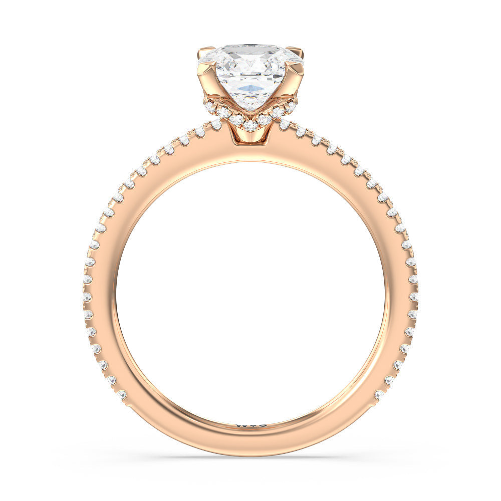 Ara Fine Hidden Halo Engagement Ring with Cushion Cut Diamond in 14KT Rose Gold view 2
