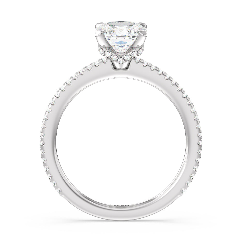 Ara Fine Hidden Halo Engagement Ring with Cushion Cut Diamond in 14KT Platinum view 2
