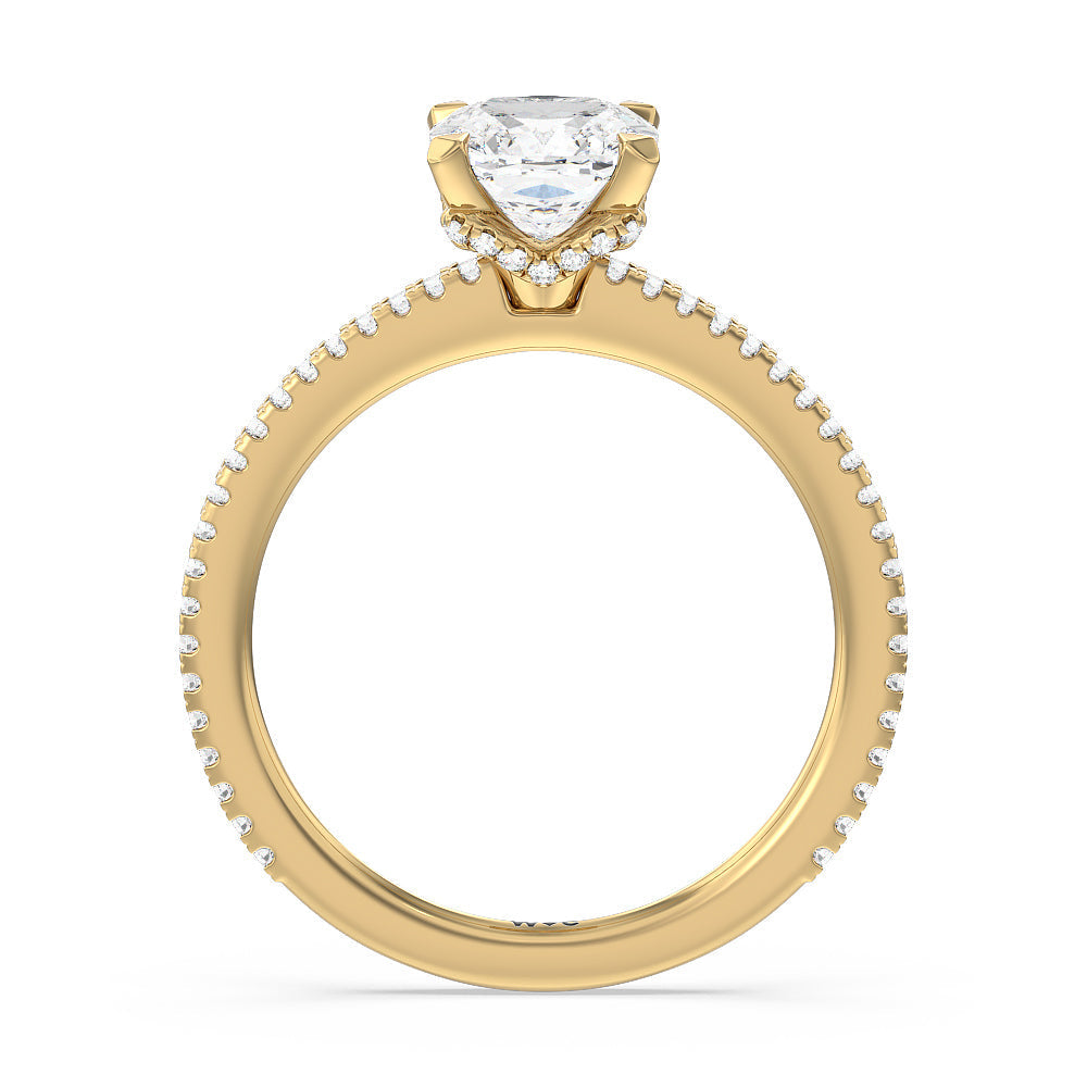 Ara Fine Hidden Halo Engagement Ring with Cushion Cut Diamond in 14KT Yellow Gold view 2
