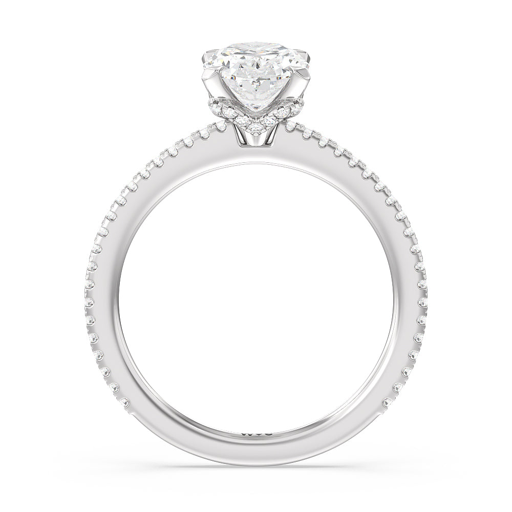 Ara Fine Hidden Halo Engagement Ring with Oval Cut Diamond in 14KT Platinum view 2
