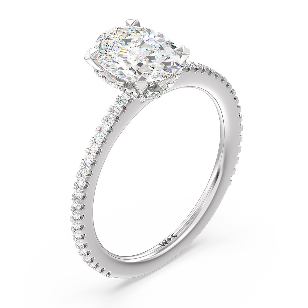 Ara Fine Hidden Halo Engagement Ring with Oval Cut Diamond in 14KT Platinum view 3
