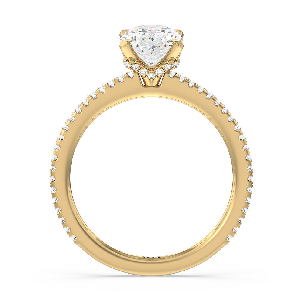 Ara Fine Hidden Halo Engagement Ring with Oval Cut Diamond in 14KT Yellow Gold view 2
