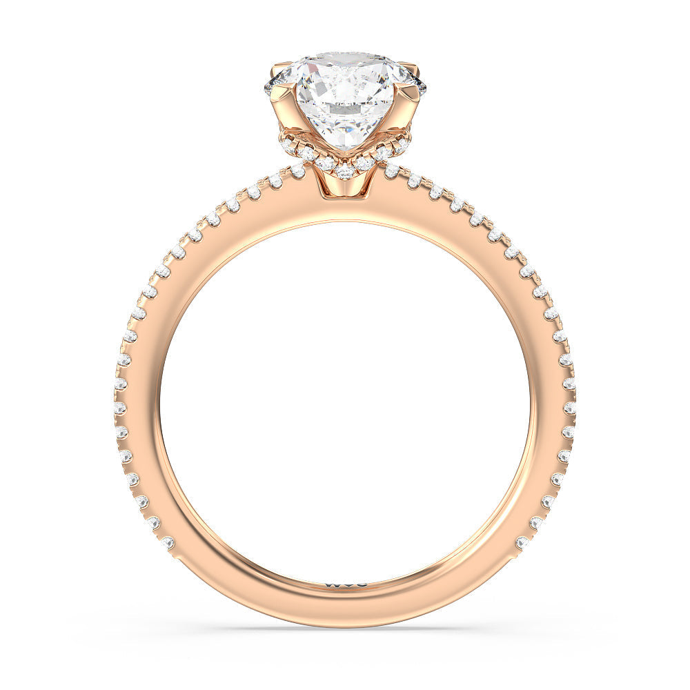 Ara Fine Hidden Halo Engagement Ring with Round Cut Diamond in 14KT Rose Gold view 2
