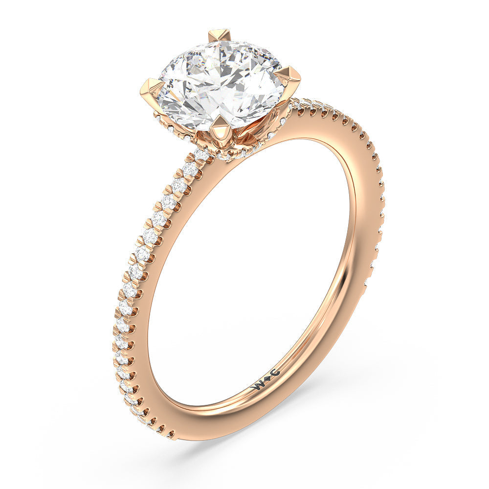 Ara Fine Hidden Halo Engagement Ring with Round Cut Diamond in 14KT Rose Gold view 3
