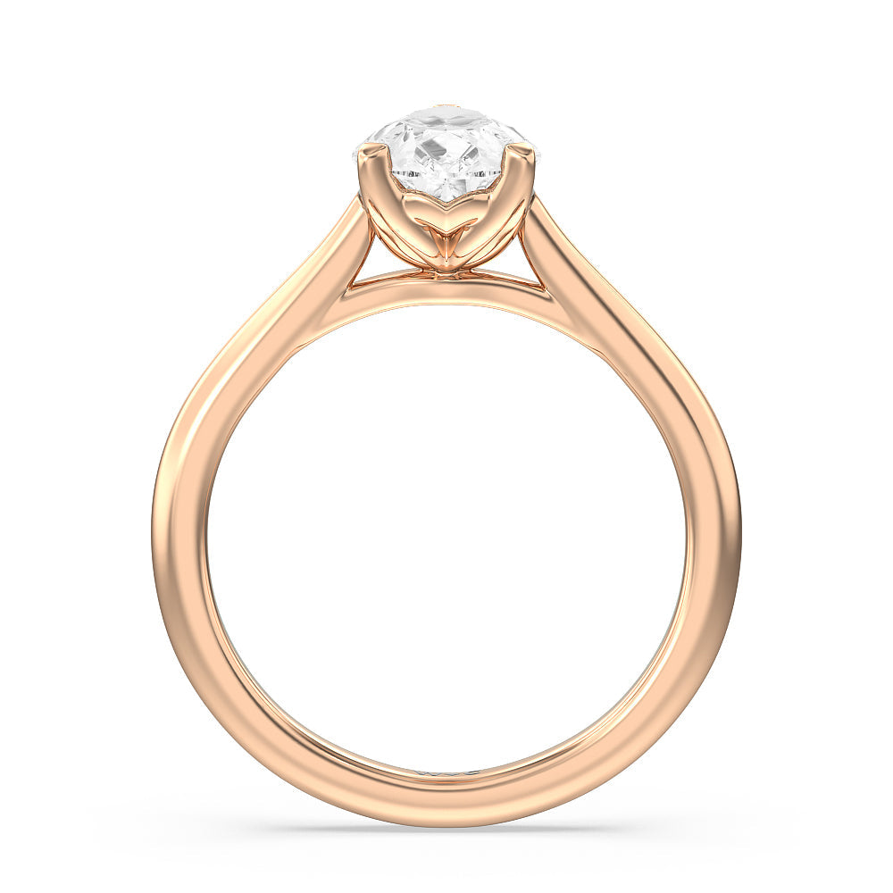 Pear Cut Tulip Basket Cathedral Classic Solitaire Engagement Ring with Lab Grown Diamond in 14KT Rose Gold view 2

