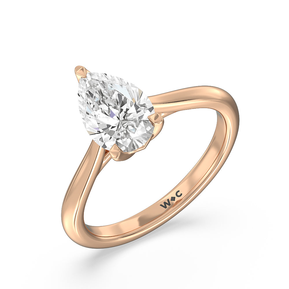 Pear Cut Tulip Basket Cathedral Classic Solitaire Engagement Ring with Lab Grown Diamond in 14KT Rose Gold view 3
