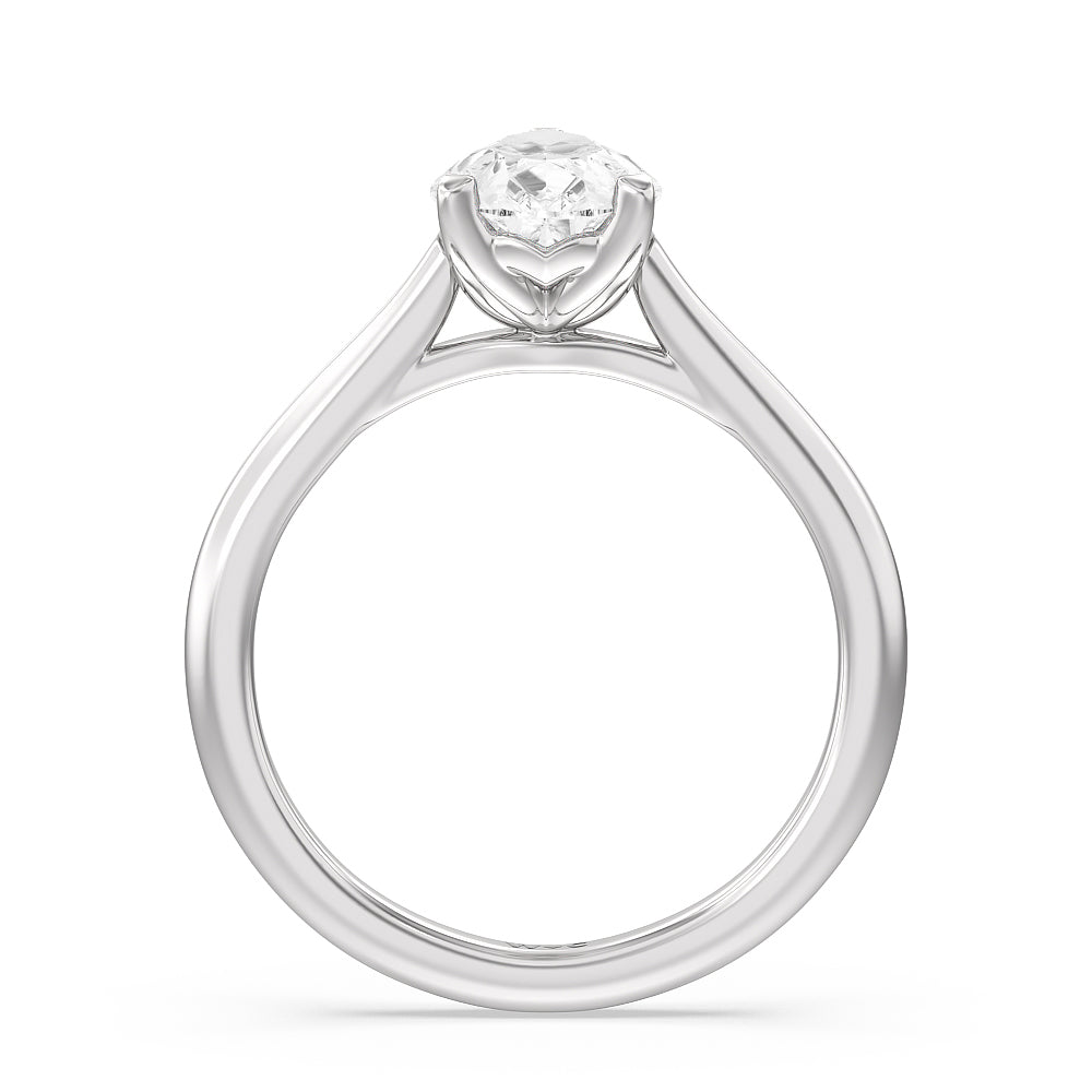 Pear Cut Tulip Basket Cathedral Classic Solitaire Engagement Ring with Lab Grown Diamond in 14KT Platinum view 2
