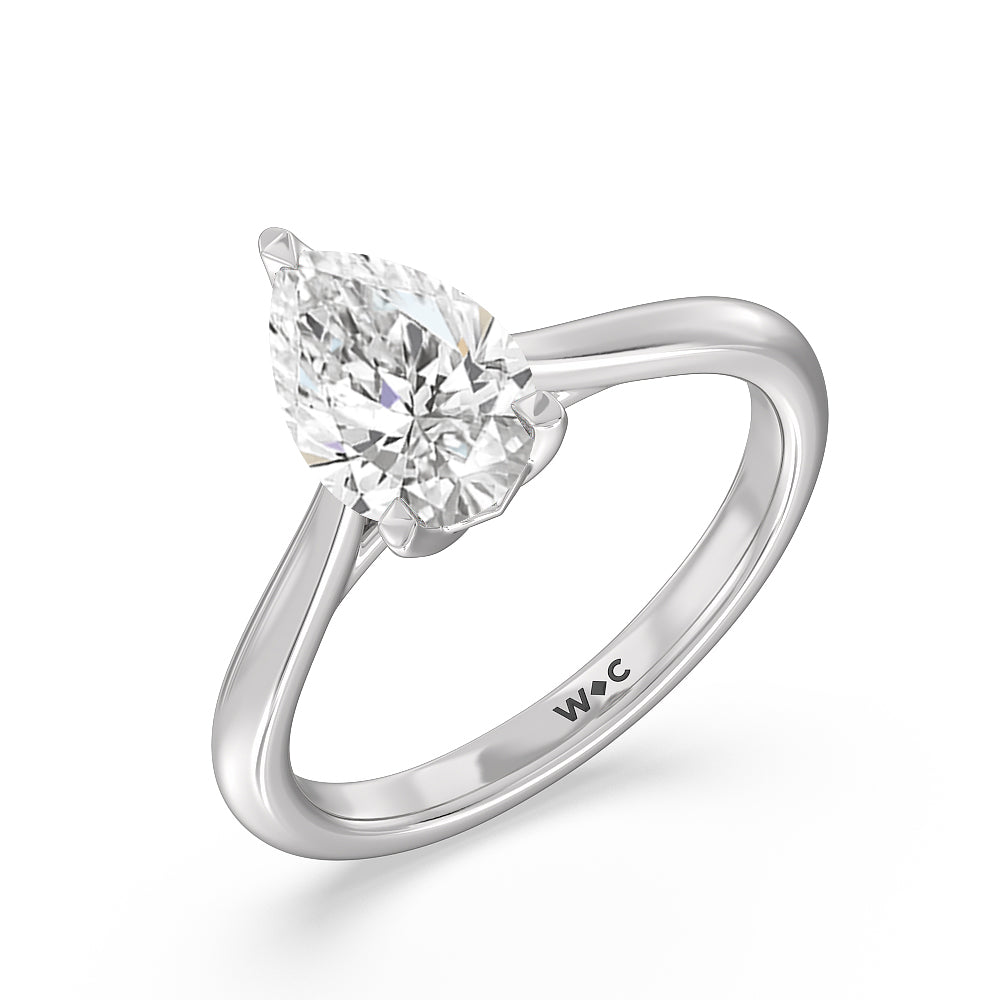 Pear Cut Tulip Basket Cathedral Classic Solitaire Engagement Ring with Lab Grown Diamond in 14KT Platinum view 3
