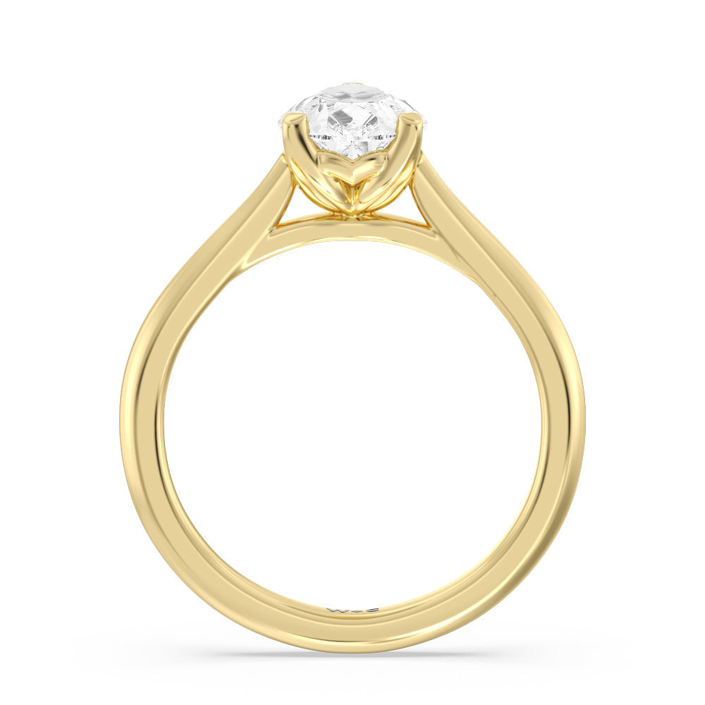 Pear Cut Tulip Basket Cathedral Classic Solitaire Engagement Ring with Lab Grown Diamond in 14KT Yellow Gold view 2
