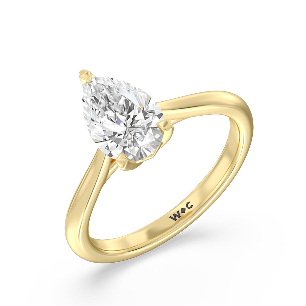 Pear Cut Tulip Basket Cathedral Classic Solitaire Engagement Ring with Lab Grown Diamond in 14KT Yellow Gold view 3

