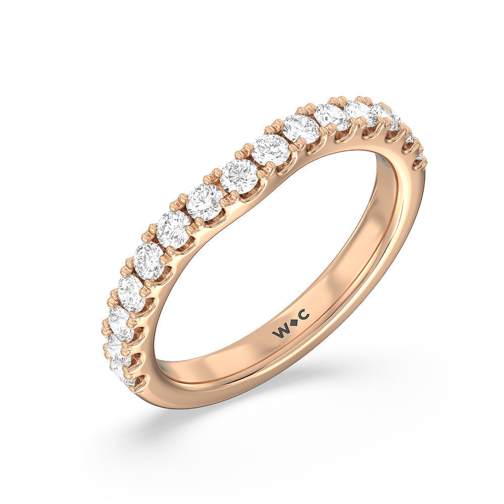 Halo Three Stone Lab Diamond Wedding Band with Lab Cut Diamond in 14KT Rose Gold view 4
