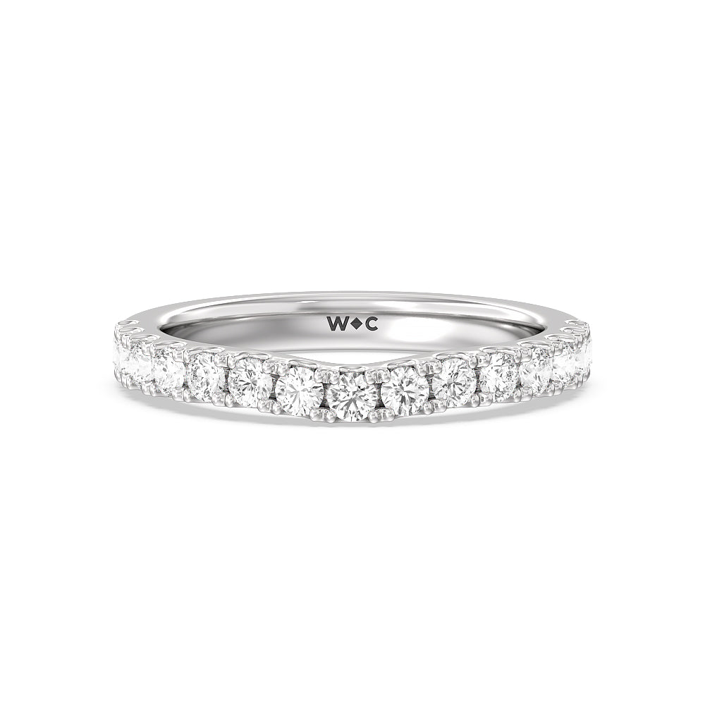 Halo Three Stone Lab Diamond Wedding Band with Lab Cut Diamond in 14KT White Gold view 1
