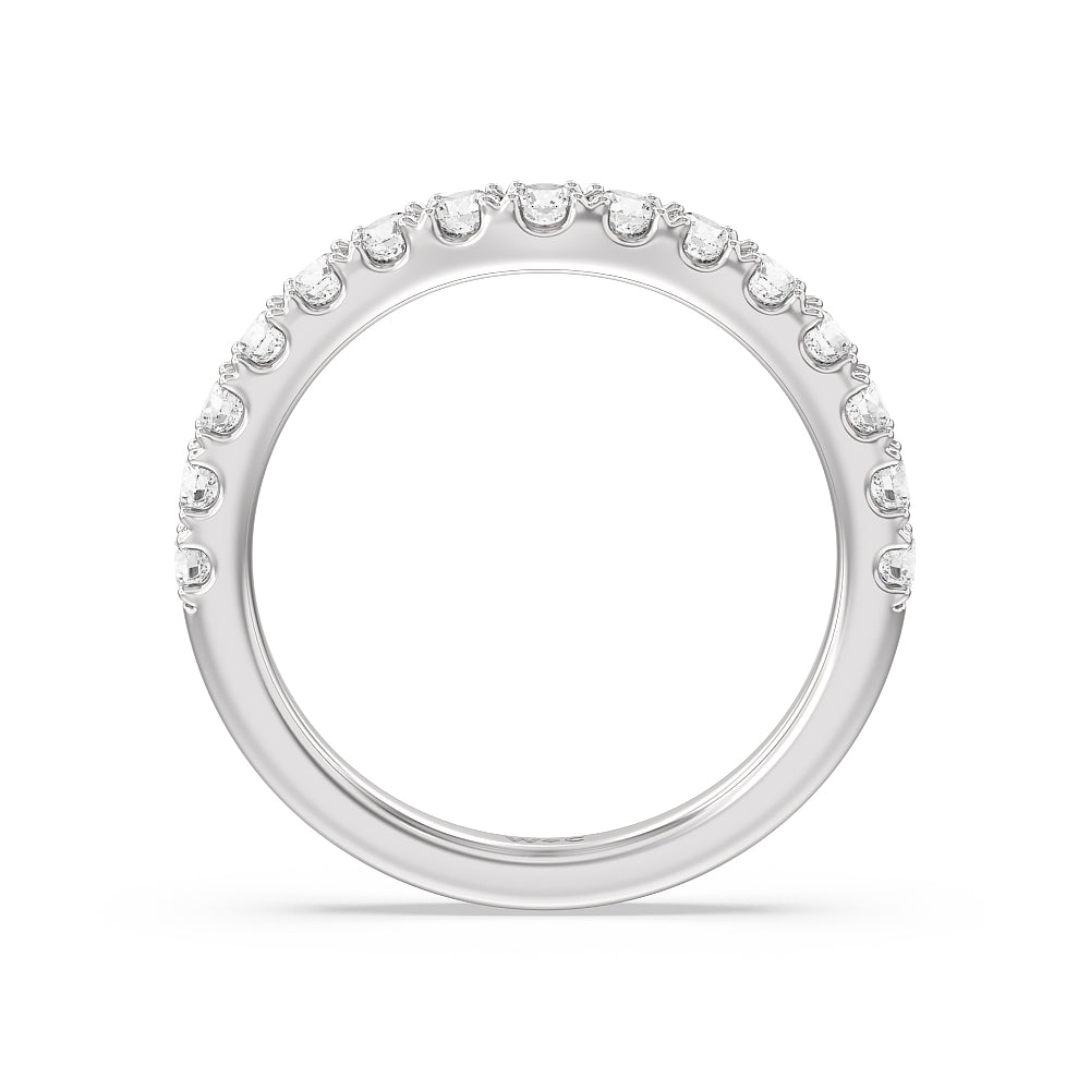 Halo Three Stone Lab Diamond Wedding Band with Lab Cut Diamond in 14KT White Gold view 2
