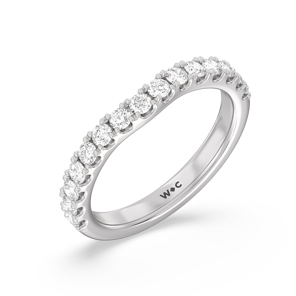 Halo Three Stone Lab Diamond Wedding Band with Lab Cut Diamond in 14KT White Gold view 4
