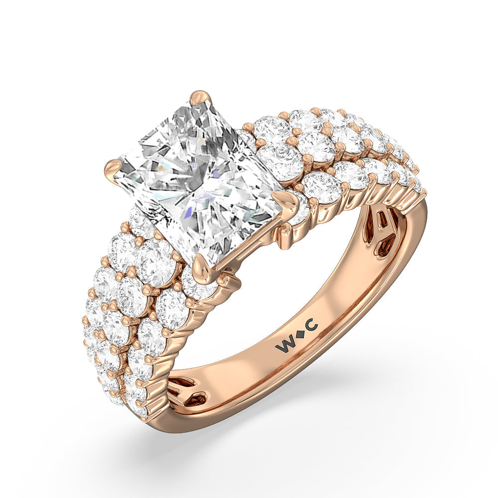 Radiant Cut The Park Avenue Ring with Lab Grown Diamond in 14KT Rose Gold view 3
