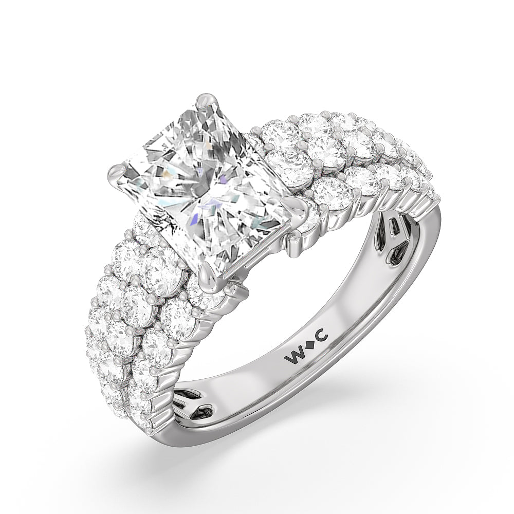 Radiant Cut The Park Avenue Ring with Lab Grown Diamond in 14KT Platinum view 3
