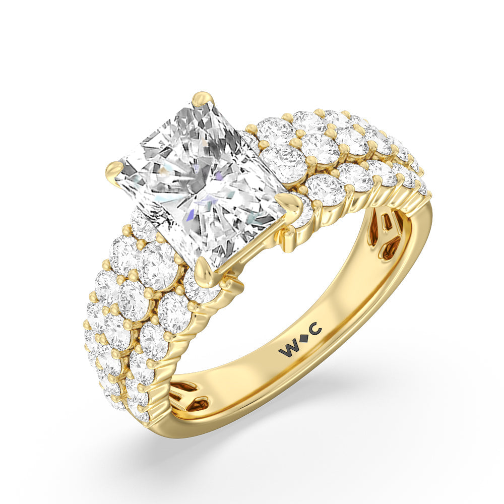 Radiant Cut The Park Avenue Ring with Lab Grown Diamond in 14KT Yellow Gold view 3
