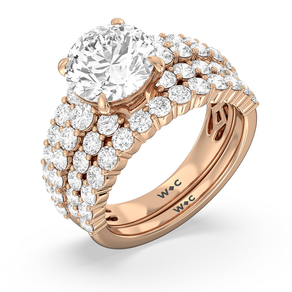 The Park Avenue Diamond Wedding Band with 18KT Rose Gold Cut Diamond in 14KT Rose Gold view 3
