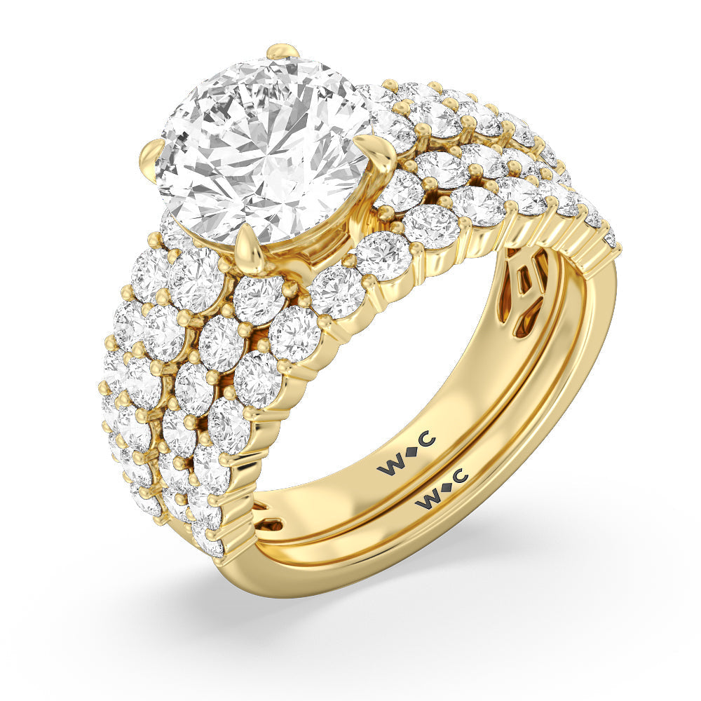 The Park Avenue Diamond Wedding Band with 18KT Yellow Gold Cut Diamond in 14KT Yellow Gold view 3
