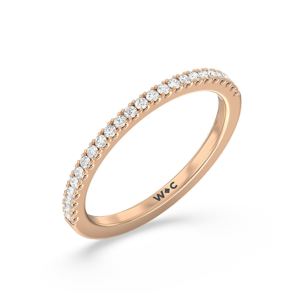 Emerald Side Stone Broad Band Hidden Halo Diamond Wedding Band with 18KT Rose Gold Cut Diamond in 14KT Rose Gold view 4

