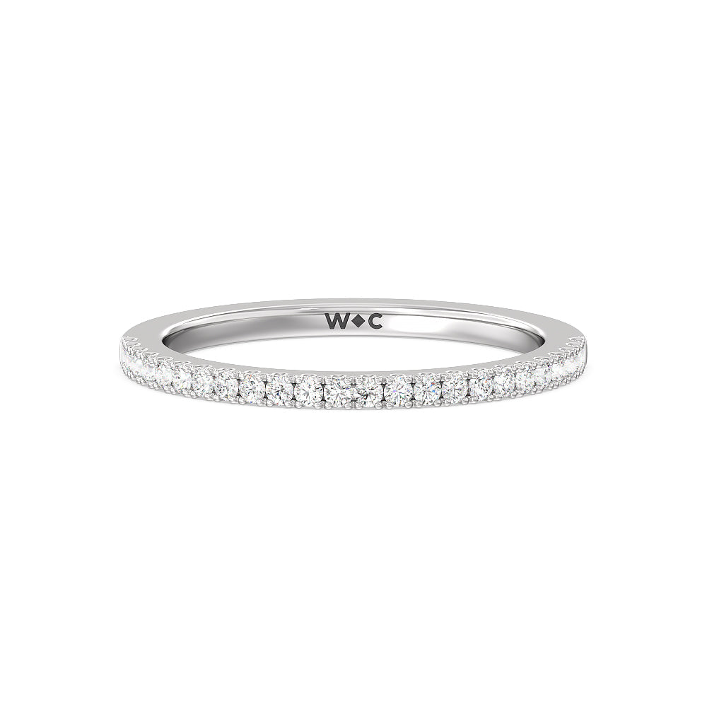Emerald Side Stone Broad Band Hidden Halo Diamond Wedding Band with 18KT White Gold Cut Diamond in 14KT White Gold view 1
