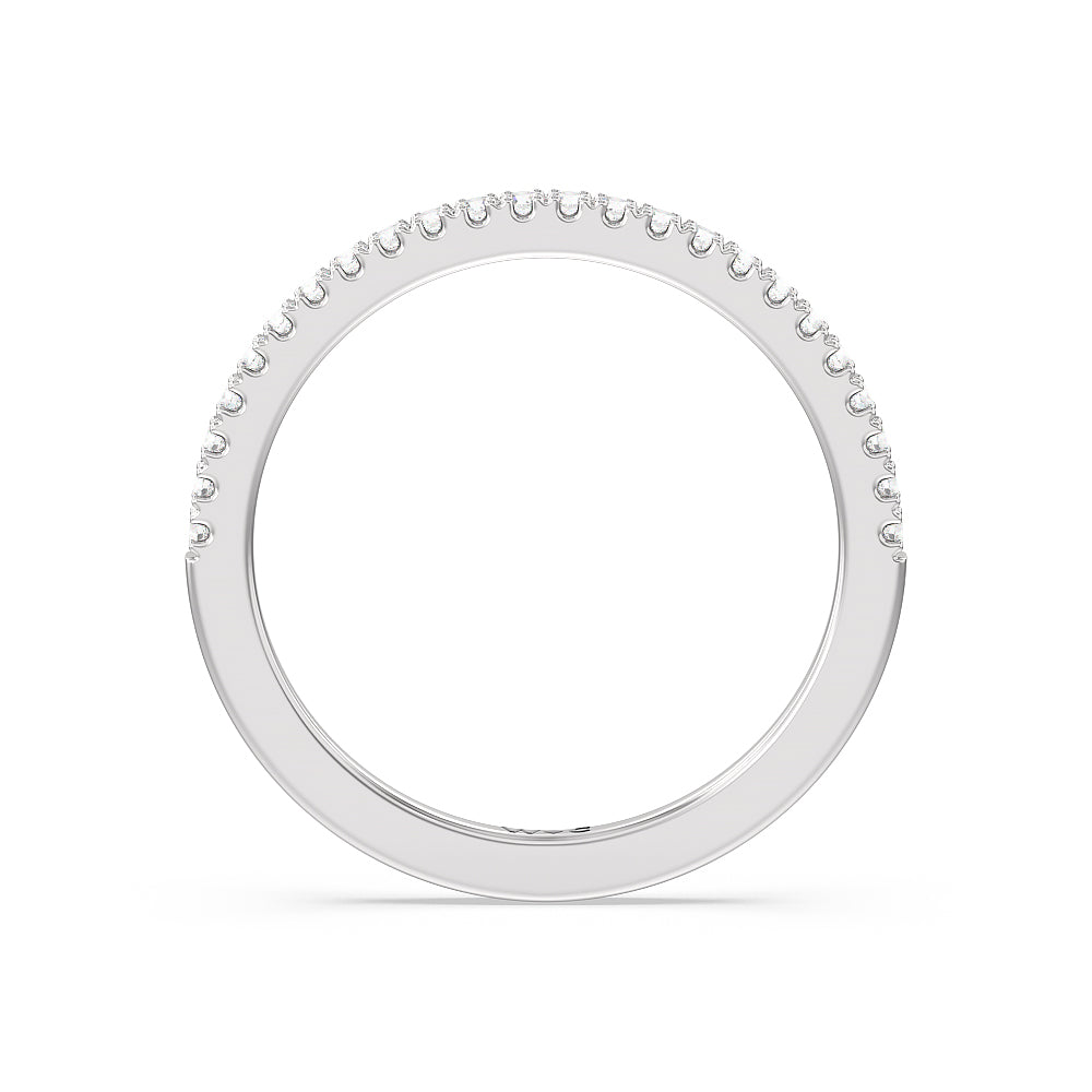 Emerald Side Stone Broad Band Hidden Halo Diamond Wedding Band with 18KT White Gold Cut Diamond in 14KT White Gold view 2
