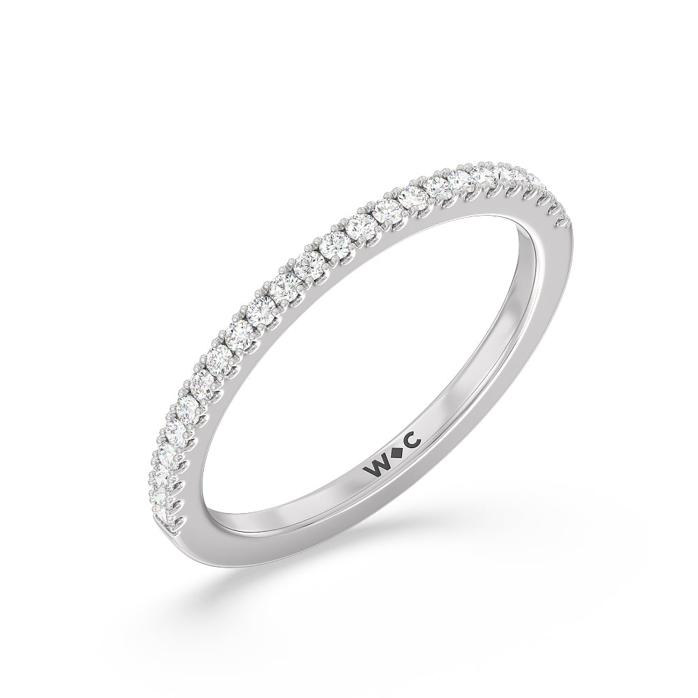 Emerald Side Stone Broad Band Hidden Halo Diamond Wedding Band with 18KT White Gold Cut Diamond in 14KT White Gold view 4
