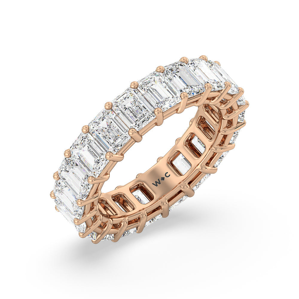 Emerald Cut Diamond Eternity Ring with 18KT Rose Gold / Lab / 6 5/8 Cut Diamond in 14KT Rose Gold / Lab / 6 5/8 view 3
