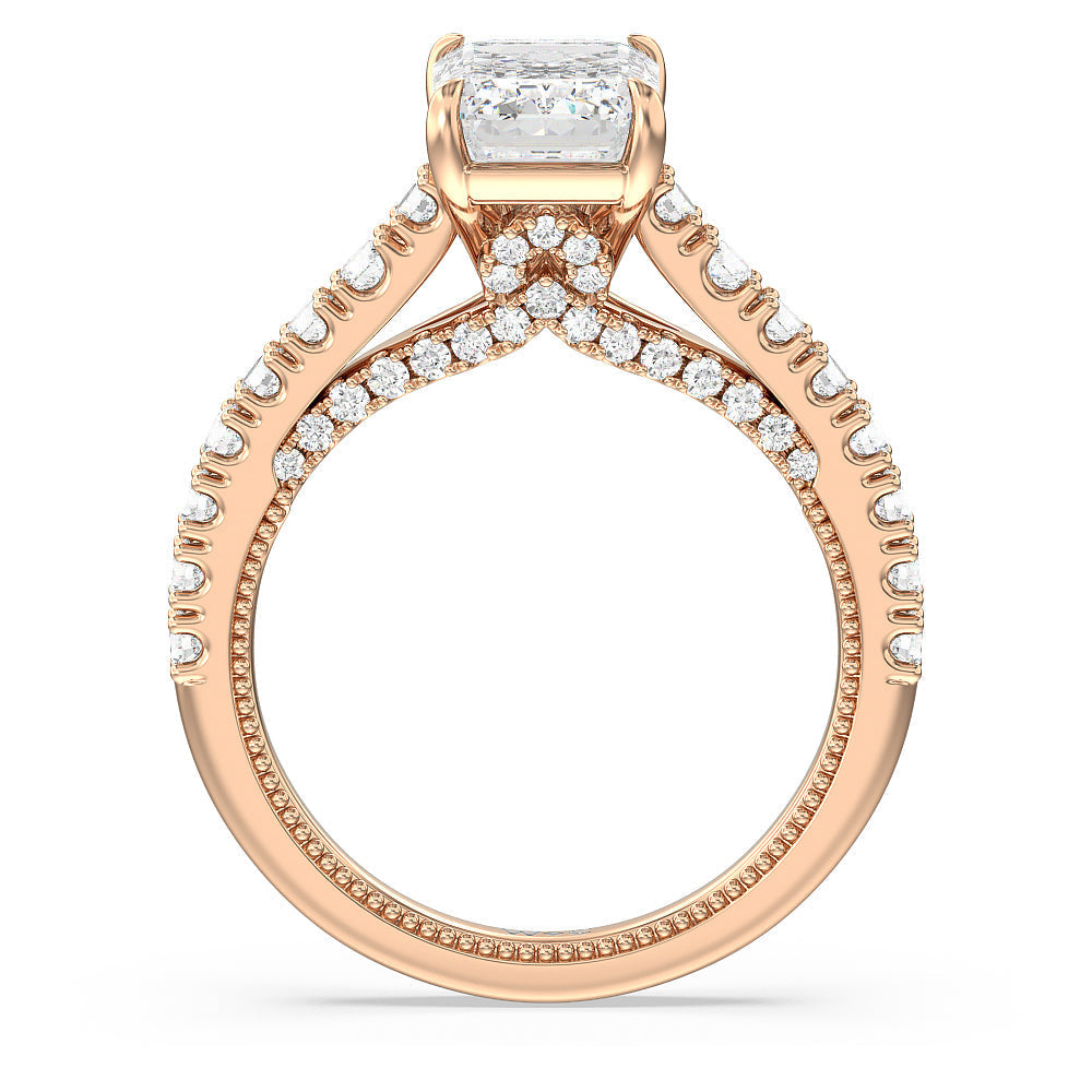 Emerald Cut The Gramercy Ring with Lab Grown Diamond in 14KT Rose Gold view 2
