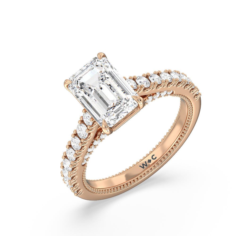 Emerald Cut The Gramercy Ring with Lab Grown Diamond in 14KT Rose Gold view 3
