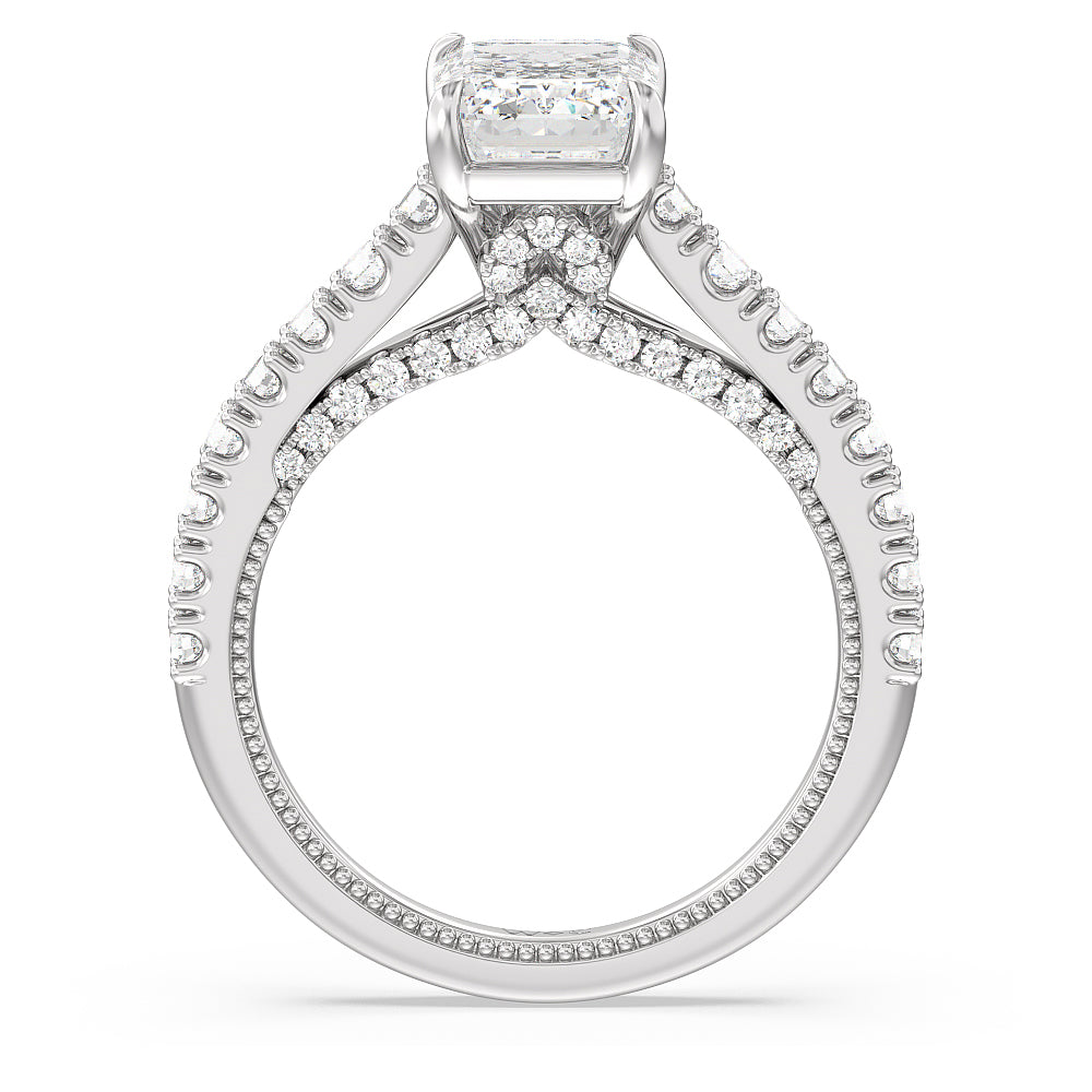 Emerald Cut The Gramercy Ring with Lab Grown Diamond in 14KT Platinum view 2

