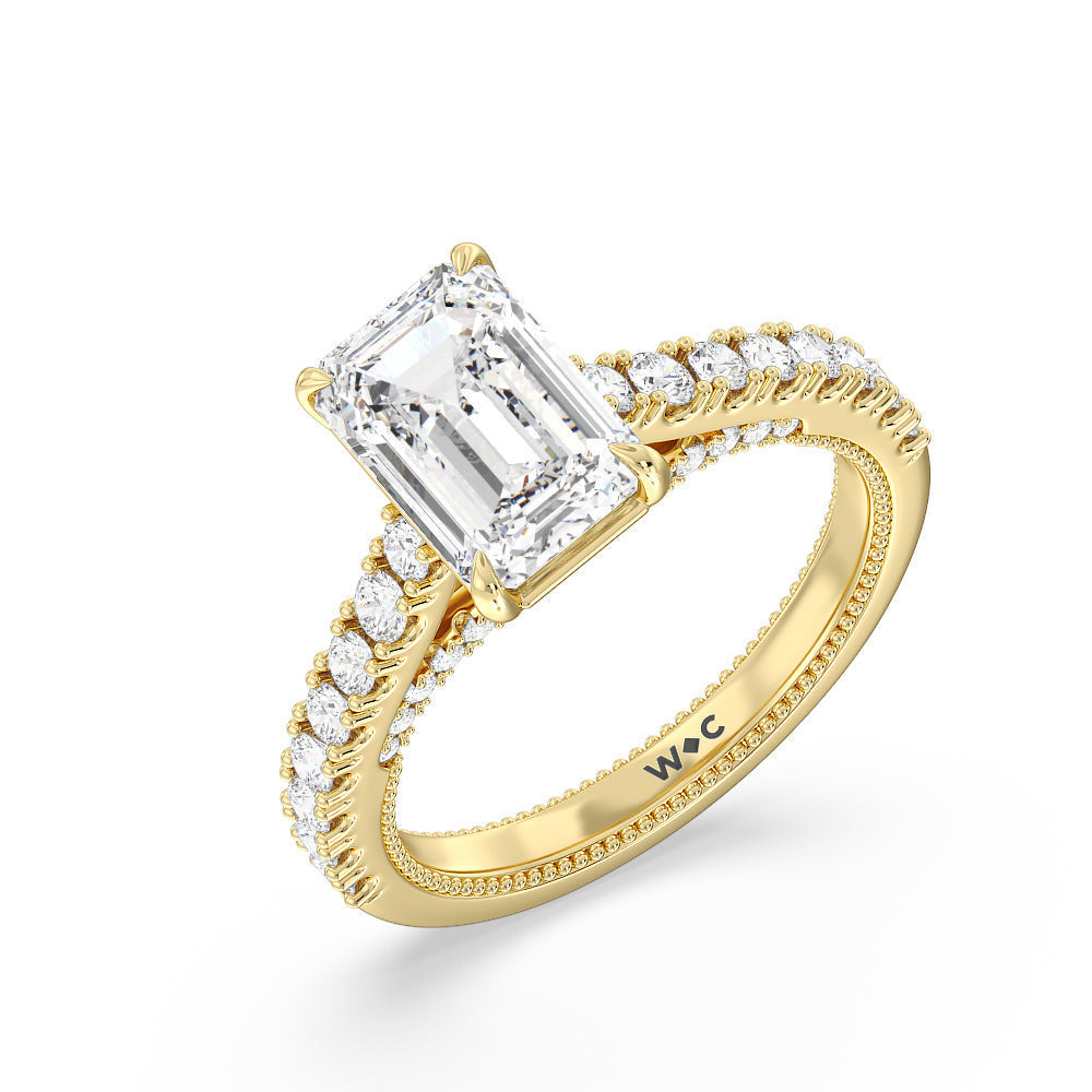 Emerald Cut The Gramercy Ring with Lab Grown Diamond in 14KT Yellow Gold view 3
