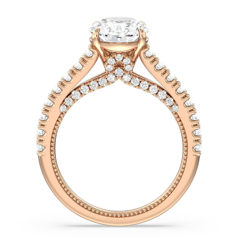 Oval Cut The Gramercy Ring with Lab Grown Diamond in 14KT Rose Gold view 2
