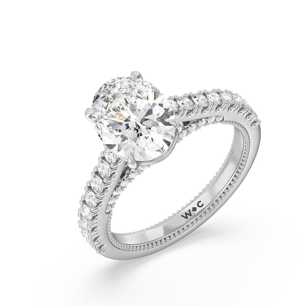 Oval Cut The Gramercy Ring with Lab Grown Diamond in 14KT Platinum view 3
