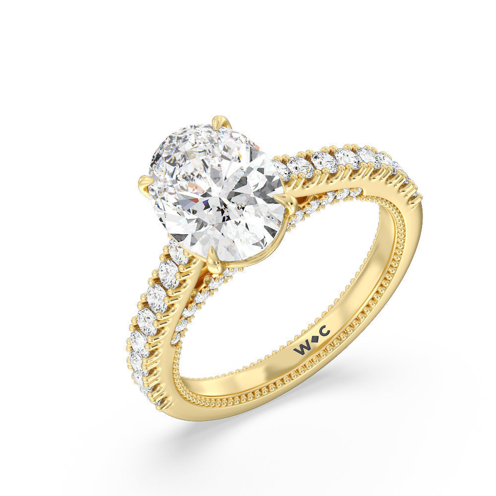 Oval Cut The Gramercy Ring with Lab Grown Diamond in 14KT Yellow Gold view 3
