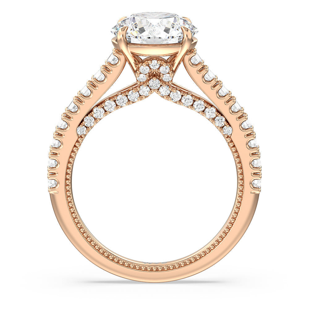 Round Cut The Gramercy Ring with Lab Grown Diamond in 14KT Rose Gold view 2
