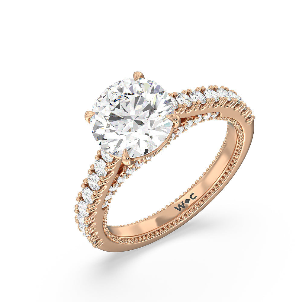 Round Cut The Gramercy Ring with Lab Grown Diamond in 14KT Rose Gold view 3
