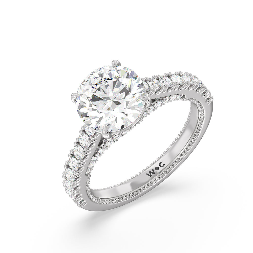 Round Cut The Gramercy Ring with Lab Grown Diamond in 14KT Platinum view 3
