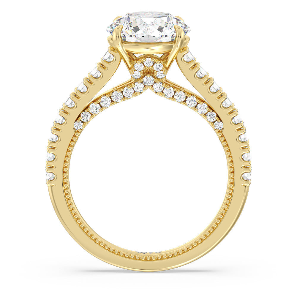 Round Cut The Gramercy Ring with Lab Grown Diamond in 14KT Yellow Gold view 2

