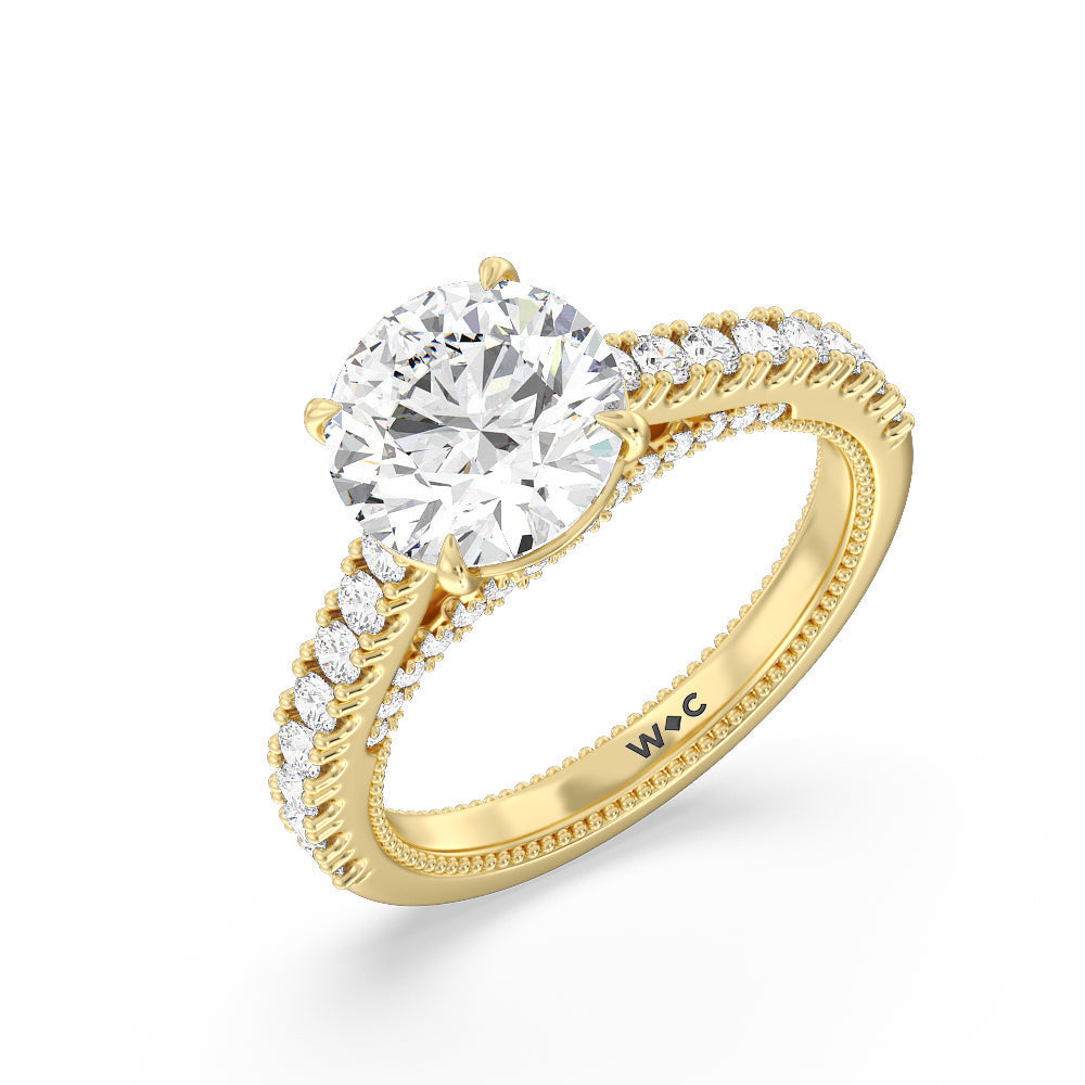 Round Cut The Gramercy Ring with Lab Grown Diamond in 14KT Yellow Gold view 3
