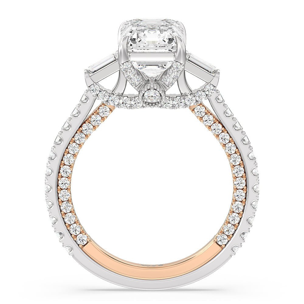 Emerald Cut The Beekman Ring with Lab Grown Diamond in 14KT White & Rose Gold view 2
