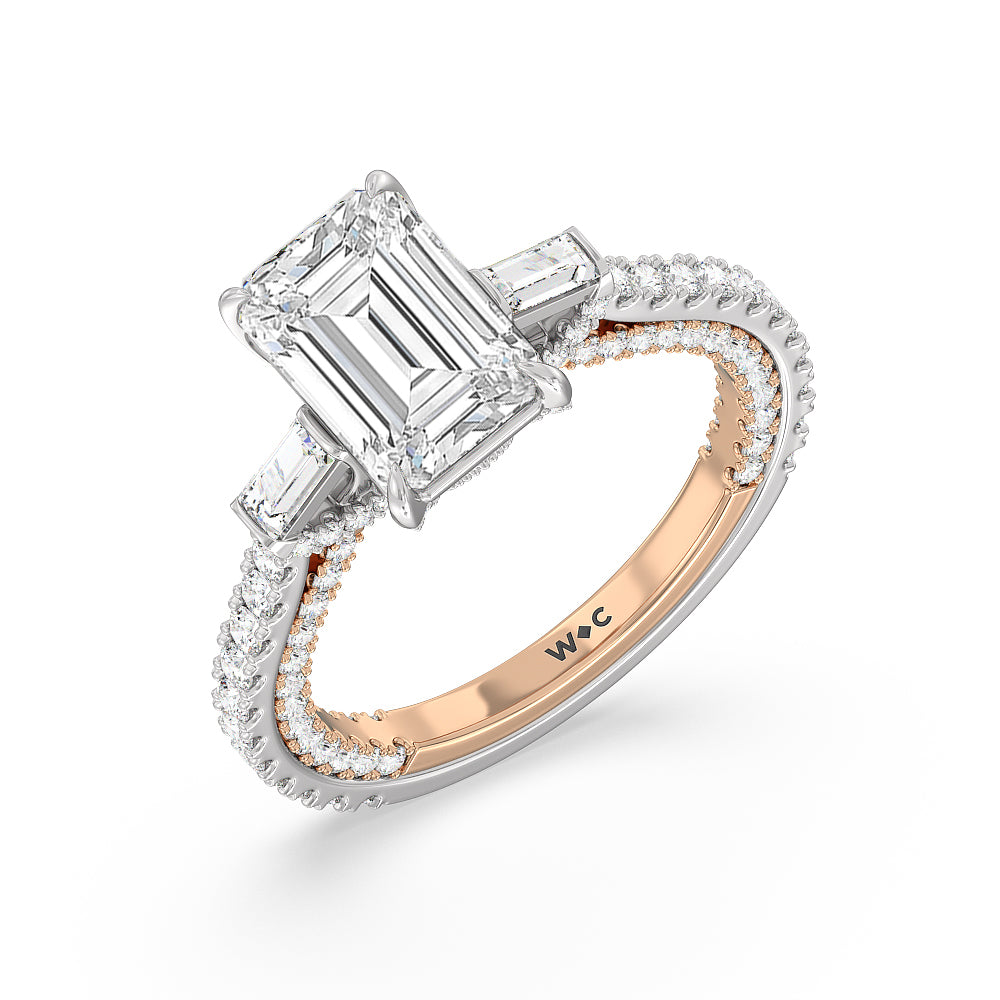 Emerald Cut The Beekman Ring with Lab Grown Diamond in 14KT White & Rose Gold view 3
