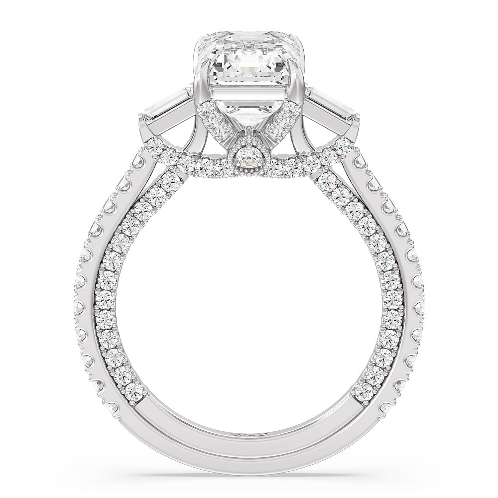 Emerald Cut The Beekman Ring with Lab Grown Diamond in 14KT Platinum view 2
