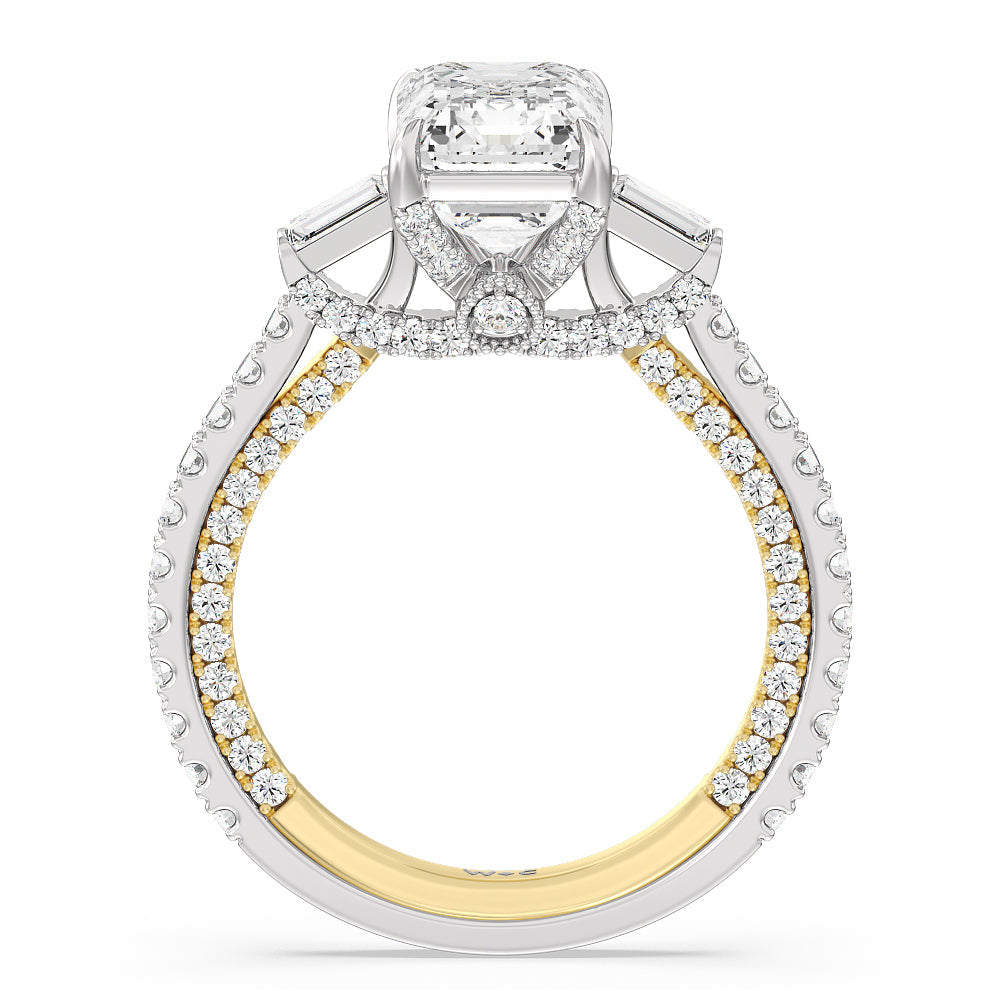 Emerald Cut The Beekman Ring with Lab Grown Diamond in 14KT White & Yellow Gold view 2
